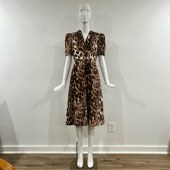 Leopard Print 40s Style Dress - Heyday Vintage UK - Picture 3 of 9